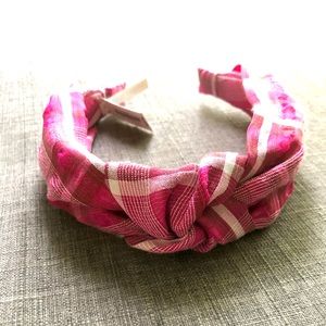 Madewell top knot headband in pink plaid